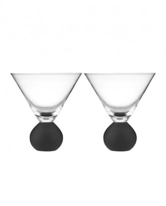 Set 2 pahare pentru martini, sticla cristalina, Astrid Matte Black - SIMONA'S COOKSHOP